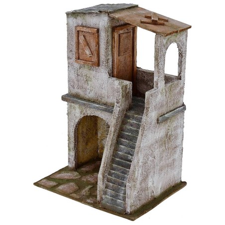 Casa con scalinata e bottega cm 19,5x14,5x27,5 h per statue da