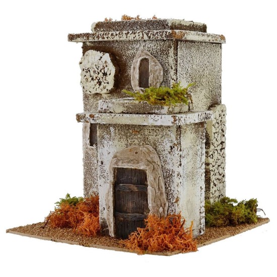 Casa doble de estilo clásico efecto piedra de 24x24x26,5 cm de