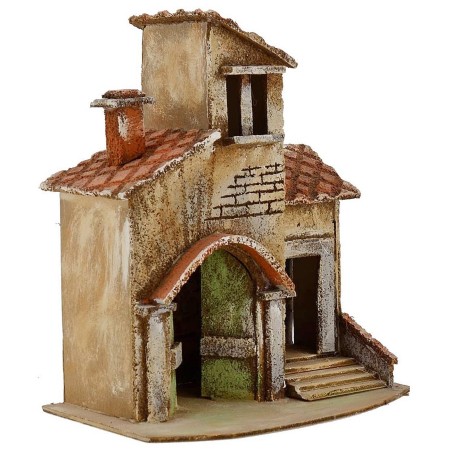 Casa de dos pisos con tienda 24x15x26h Mundo Pesebres