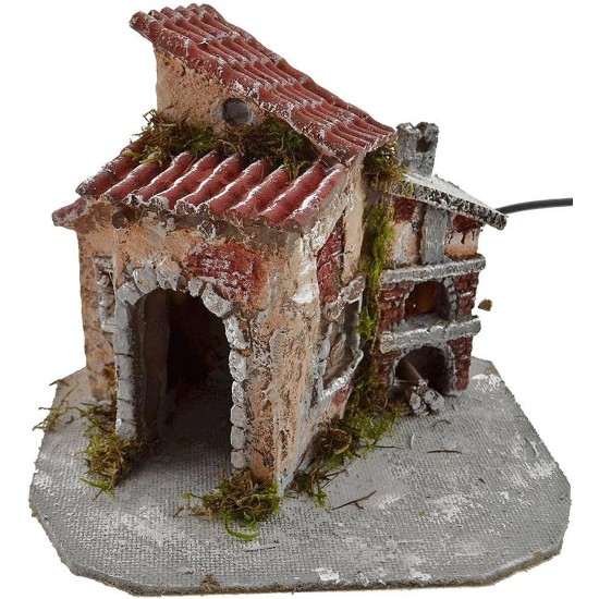 Resin house with working oven cm 19x16x15 h.