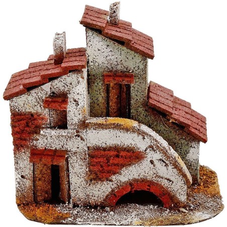 Casa de corcho con escaleras de 14x8,5x12 cm de altura. Mundo Pesebres.