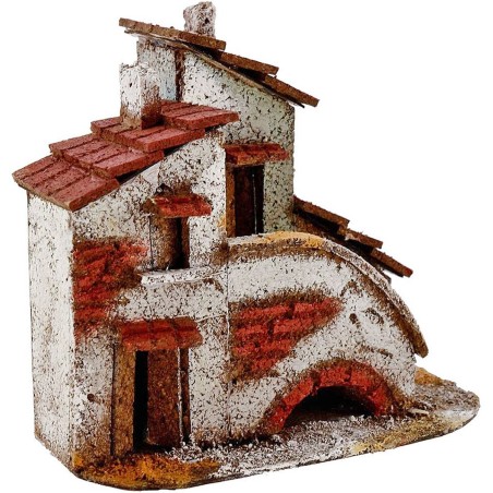 Casa in sughero con scale cm 14x8,5x12 h. Mondo Presepi