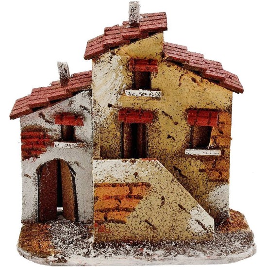 Casa de corcho con escalera de 16x9x16 cm de altura, Mondo Presepi