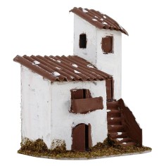 Casita con torre para belén de 12x9x14 cm de altura 2