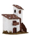 Casita con torre para belén de 12x9x14 cm de altura