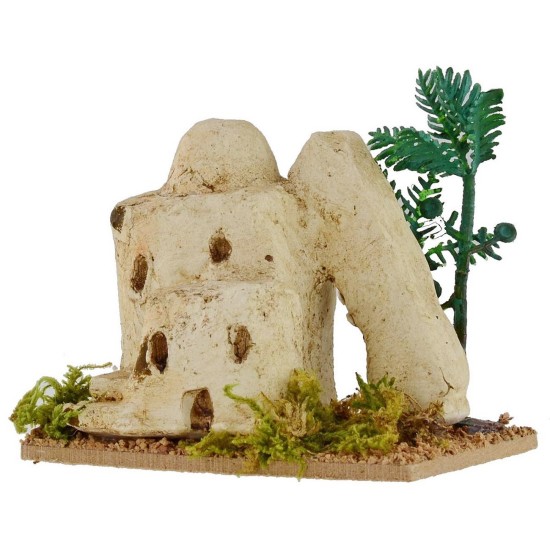 Casa palestina con columna inclinada de 9,5x6,6x9 cm h