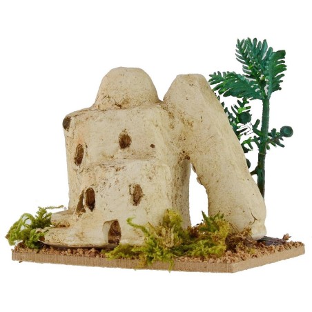 Casa palestina con columna inclinada de 9,5x6,6x9 cm h