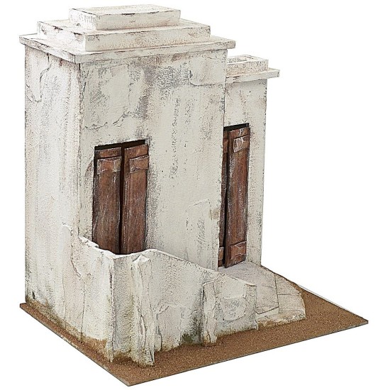 Casa palestinese in legno stuccato cm 52,5x35x54 h per statue