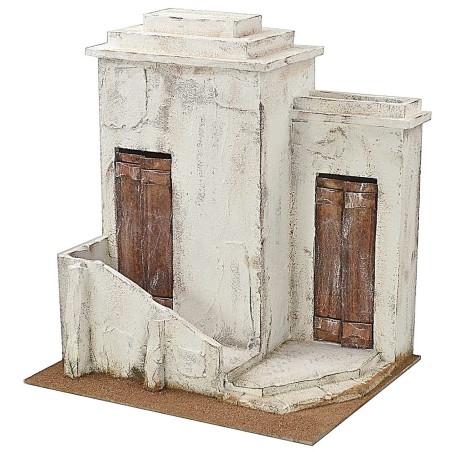 Casa palestinese in legno stuccato cm 38x29x42 h per statue da