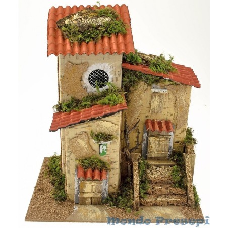 Casa presepe con ripostiglio cm 21x15x25 h. Scenografia presepi