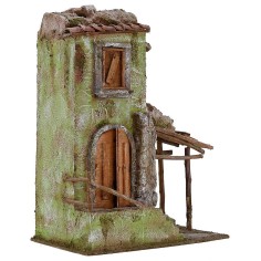 Casa rústica con pórtico cm 25x14,5x33,5 h para 2