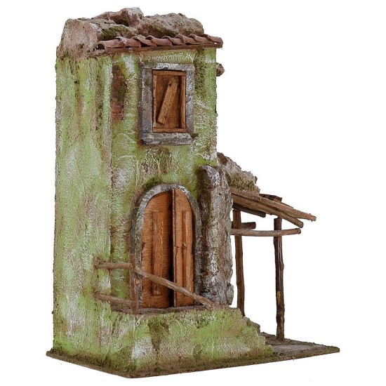 Casa rustica con portico cm 25x14,5x33,5 h per statue 10 cm