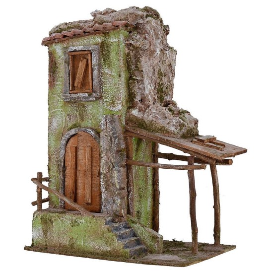 Casa rústica con pórtico de 25x14,5x33,5 cm de altura para