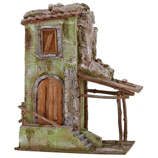 Casa rústica con pórtico de 25x14,5x33,5 cm de altura para