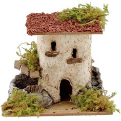 Casa rústica con pozo y escalera de 15x15x12,5 cm h. Mundo Pesebres