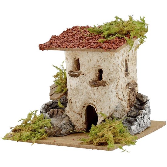 Casa rústica con pozo y escalera de 15x15x12,5 cm h. Mundo Pesebres