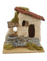 Casa rústica con escalera y pozo para pesebre cm 15x15,5x15 h
