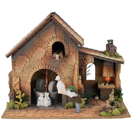 Double movement illuminated farmhouse with grinder and working