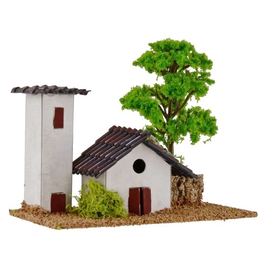 Casitas para belén con árbol de 15x8x9 cm Mondo