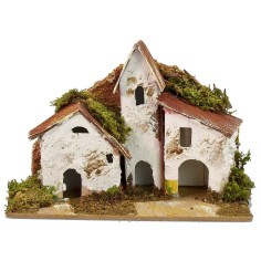 Country houses with church in the distance cm 15x10x10,5 h 2