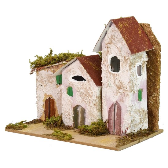 Casas en la lejanía con Iglesia cm 15x10x13 h Mundo Pesebres