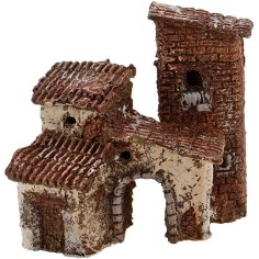 Casas de pesebre apiladas con arco en resina de 9x5x9,5 cm h. 2
