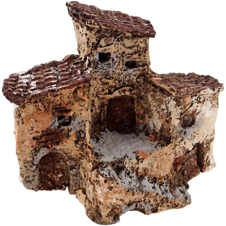 Casas de belén apiladas con escalera de resina de 9x5x8 cm de
