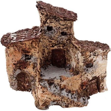 Nativity houses stacked with resin ladder cm 9x5x8 h.