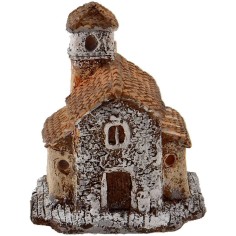 Resin church with bell tower, nativity scene cm 6.5x5x7.5 h.