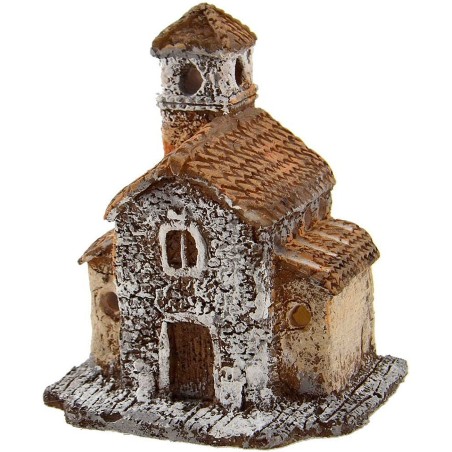 Iglesia de resina con campanario para belén de 6,5x5x7,5 cm de