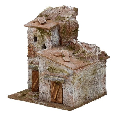 Casa doble para belén de montaña de 10x9x12 cm de altura.