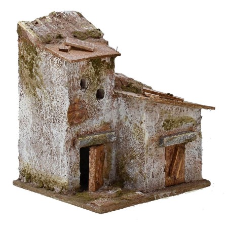 Casa doble para belén de montaña de 10x9x12 cm de altura.