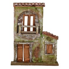 Facciata di casa con balcone,portone e finestra cm 2