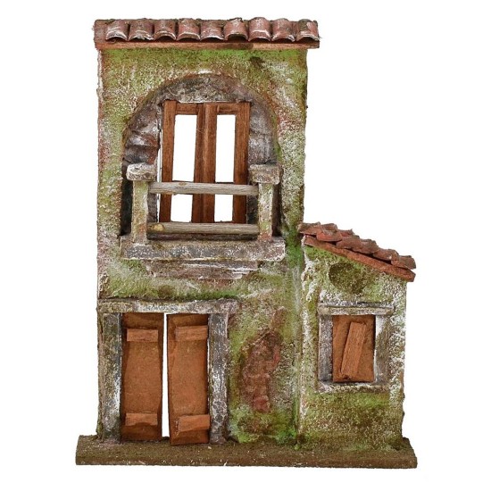 Fachada de casa con balcón, puerta y ventana de 14,5x3,5x18,5