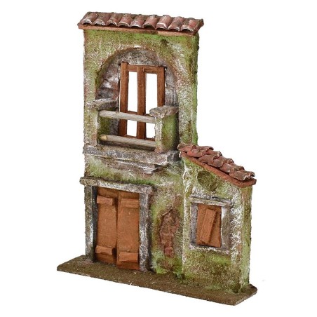 Fachada de casa con balcón, puerta y ventana de 14,5x3,5x18,5