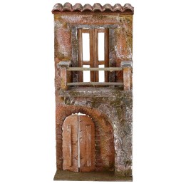 Facciata di casa con balcone cm 14x7x31 h. 
