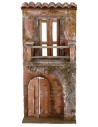 Fachada de casa con balcón de 14x7x31 cm de altura para belén.