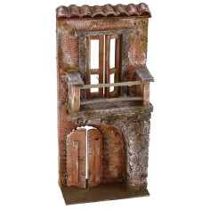 Fachada de casa con balcón de 14x7x31 cm de altura para belén. 2