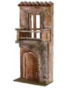 Fachada de casa con balcón de 14x7x31 cm de altura para belén.
