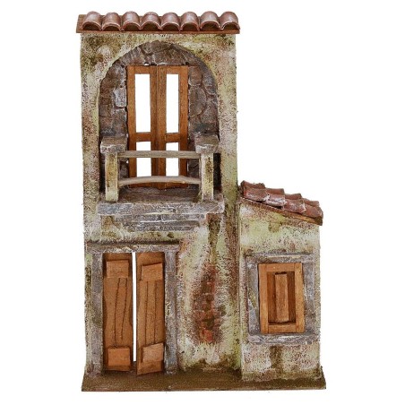 Fachada de casa con balcón de 21,5x5x30,5 cm h para estatuas de