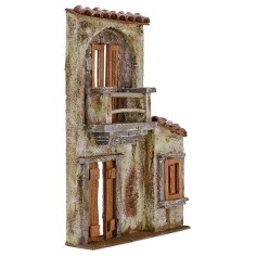 Facciata di casa con balcone cm 21,5x5x30,5 h per statue da 10 2