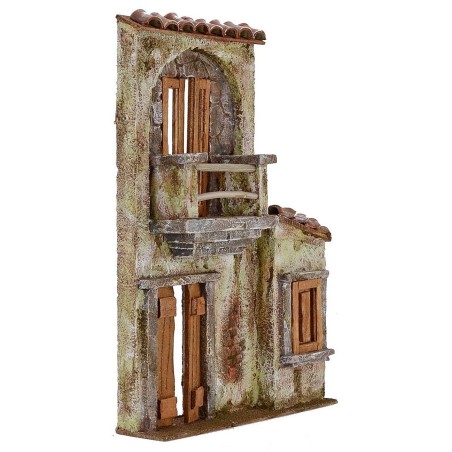 Fachada de casa con balcón de 21,5x5x30,5 cm h para estatuas de