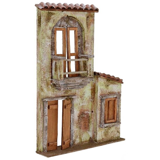 Fachada de casa con balcón cm 26,5x5,5x37,5 h.