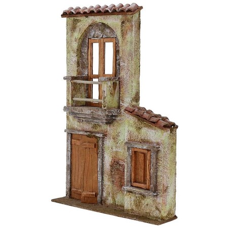 Facciata di casa con balcone cm 26,5x5,5x37,5 h. Mondo Presepi
