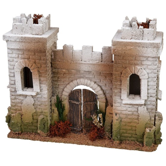 Facciata di castello con merli guelfi e ghibellini cm 30x10x24