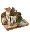 Gruppo di casette con stagno per presepe cm 15x10,5