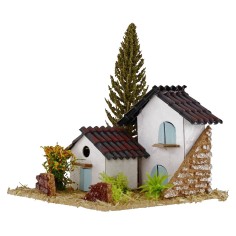 Paesaggio con casette per presepe cm 13,5x13,5x9,5h 2