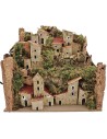 Nativity scene landscape with houses illuminated by LED lights