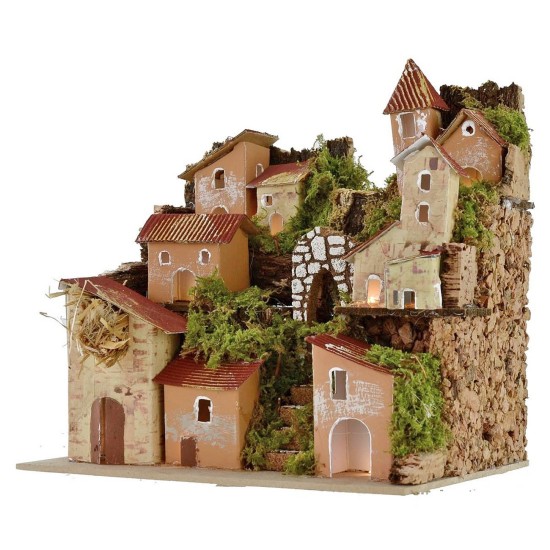 Illuminated landscape for nativity scene 20x14x18.5 cm h