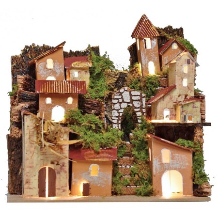 Illuminated landscape for nativity scene 20x14x18.5 cm h